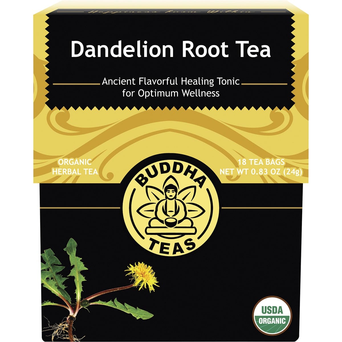 BUDDHA TEAS Organic Herbal Tea Bags Dandelion Root Tea 18pk - Cutprice Online