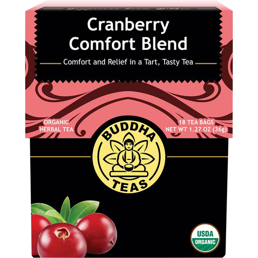BUDDHA TEAS Organic Herbal Tea Bags Cranberry Comfort Blend 18pk - Cutprice Online