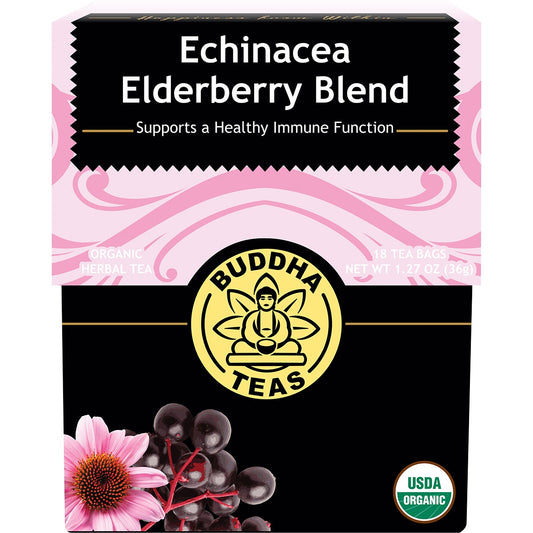 BUDDHA TEAS Organic Herbal Tea Bags Echinacea Elderberry Blend 18pk - Cutprice Online