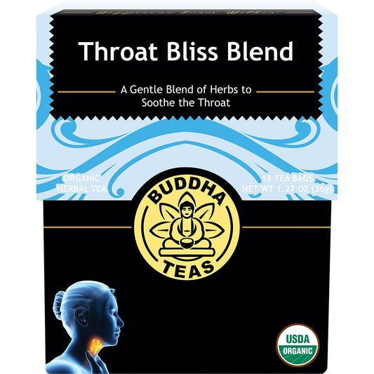 BUDDHA TEAS Organic Herbal Tea Bags Throat Bliss Blend 18pk - Cutprice Online
