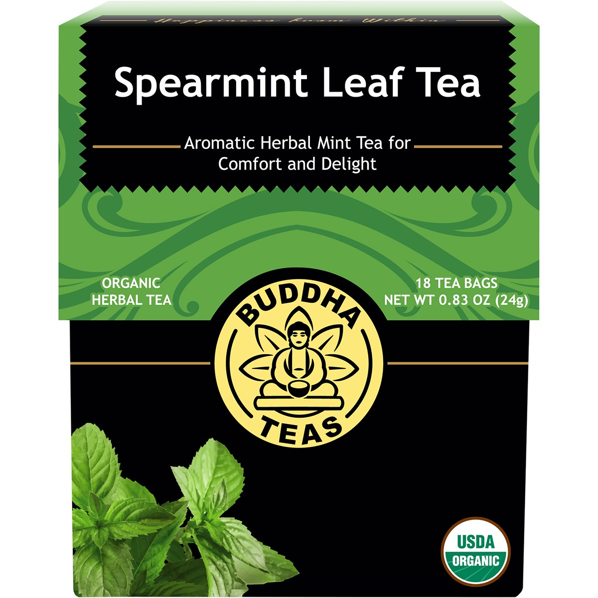 BUDDHA TEAS Organic Herbal Tea Bags Spearmint Leaf Tea 18pk - Cutprice Online