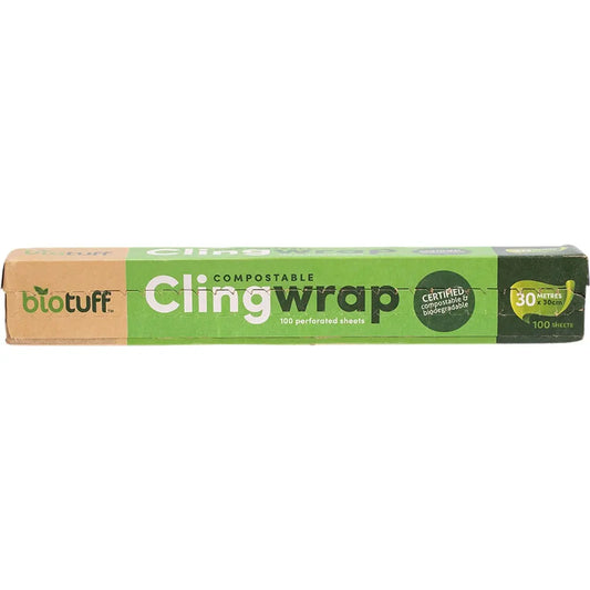 Biotuff Compostable Cling Wrap 100 X 30cm Sheets 30m BIOTUFF