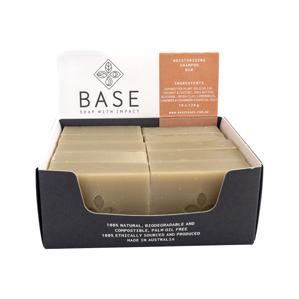Base (Soap With Impact) Bar Moisturising Shampoo (For Dry Hair) (Raw Bar) 120g x 10 Pack - Cutprice Online