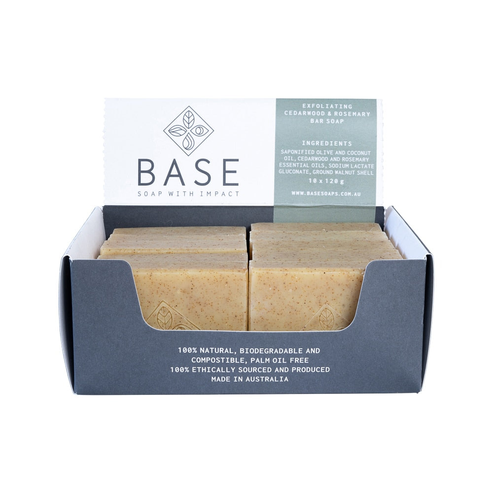 Base (Soap With Impact) Soap Bar Exfoliating Cedarwood Rosemary (Raw Bar) 120g x 10 Pack - Cutprice Online