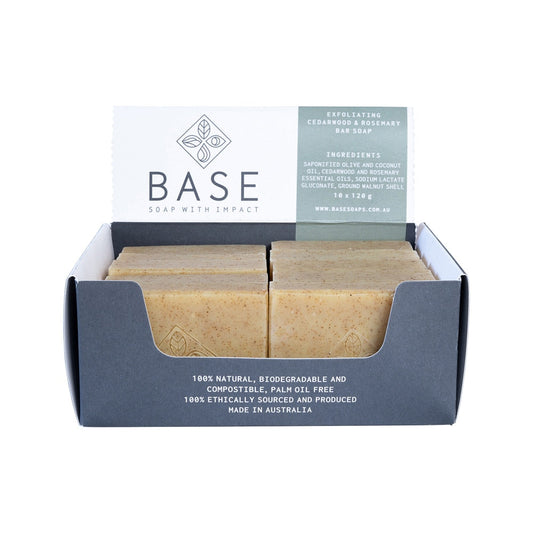 Base (Soap With Impact) Soap Bar Exfoliating Cedarwood Rosemary (Raw Bar) 120g x 10 Pack - Cutprice Online