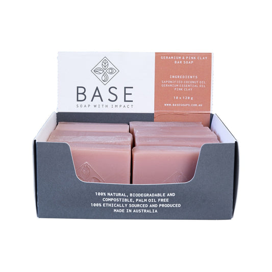 Base (Soap With Impact) Soap Bar Geranium & Pink Clay (Raw Bar) 120g x 10 Pack - Cutprice Online