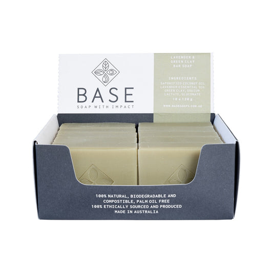 Base (Soap With Impact) Soap Bar Lavender & Green Clay (Raw Bar) 120g x 10 Pack - Cutprice Online