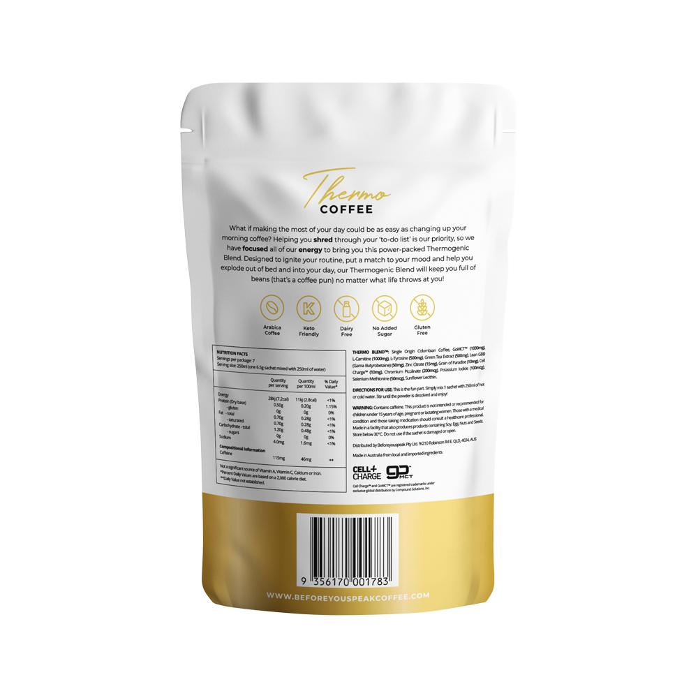 Before You Speak Thermo Coffee Unsweetened 6.5g x 7 Pack - Cutprice Online