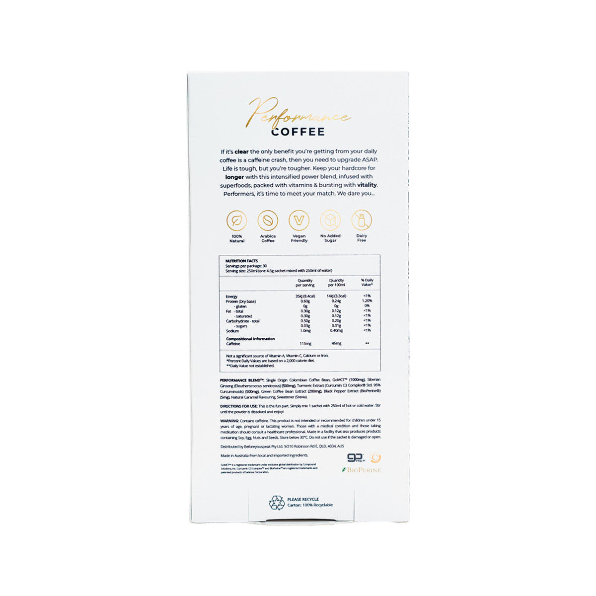 Before You Speak Performance Coffee Caramel 4.5g X 30 Pack - Cutprice Online