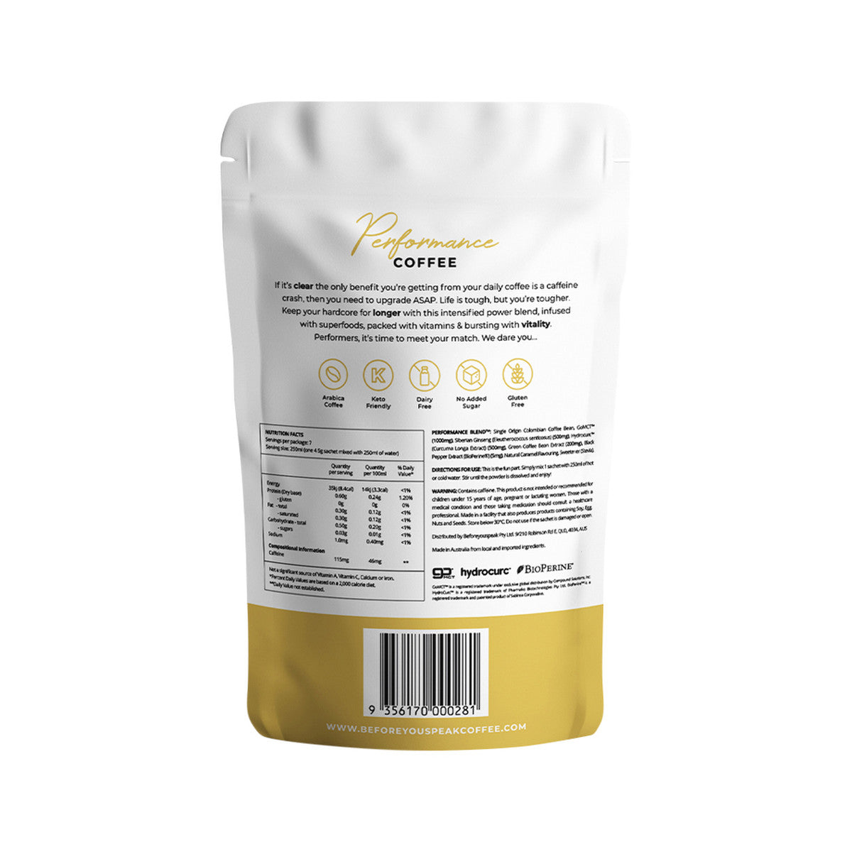 Before You Speak Performance Coffee Caramel 4.5g x 7 Pack - Cutprice Online