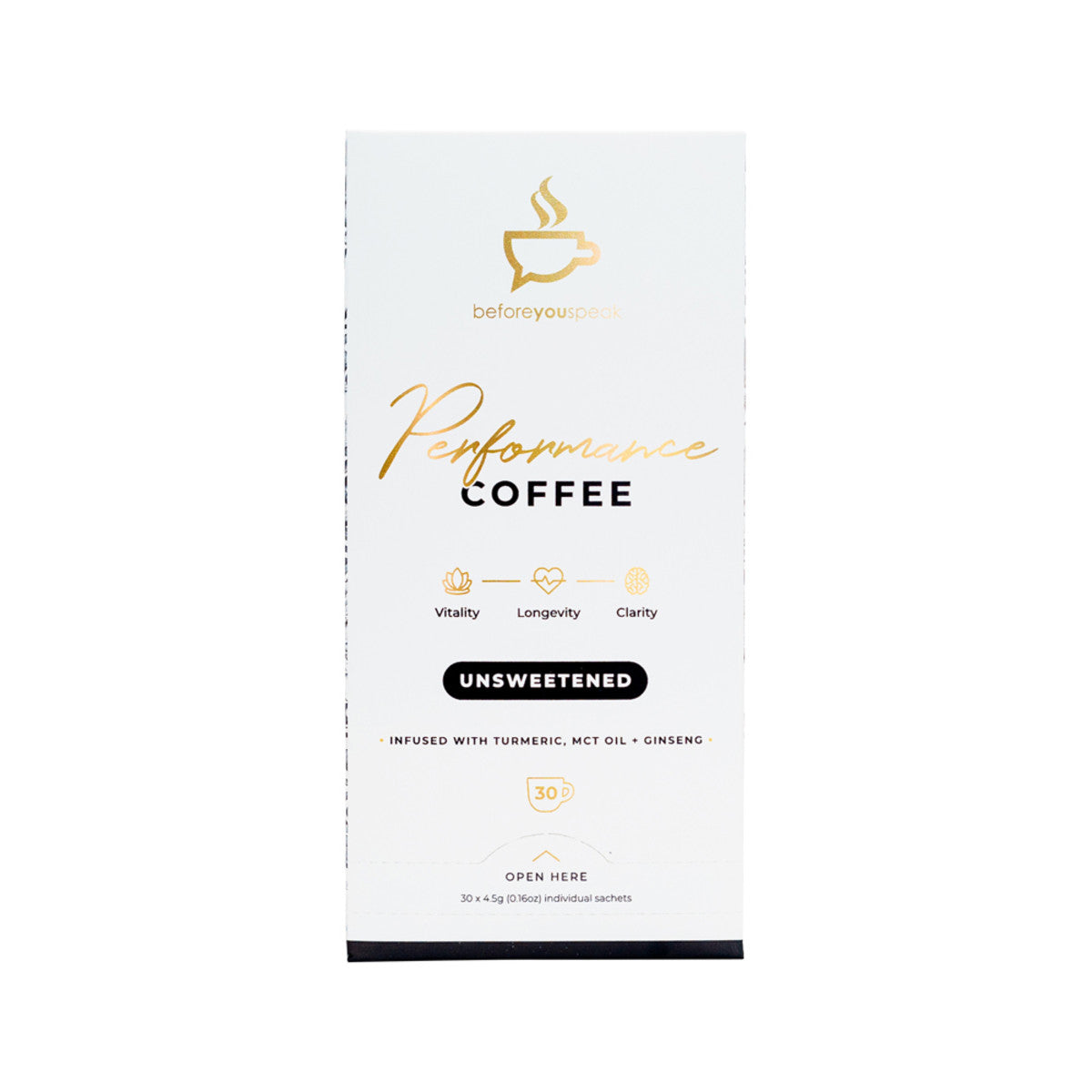 Before You Speak Performance Coffee Unsweetened 4.5g X 30 Pack - Cutprice Online