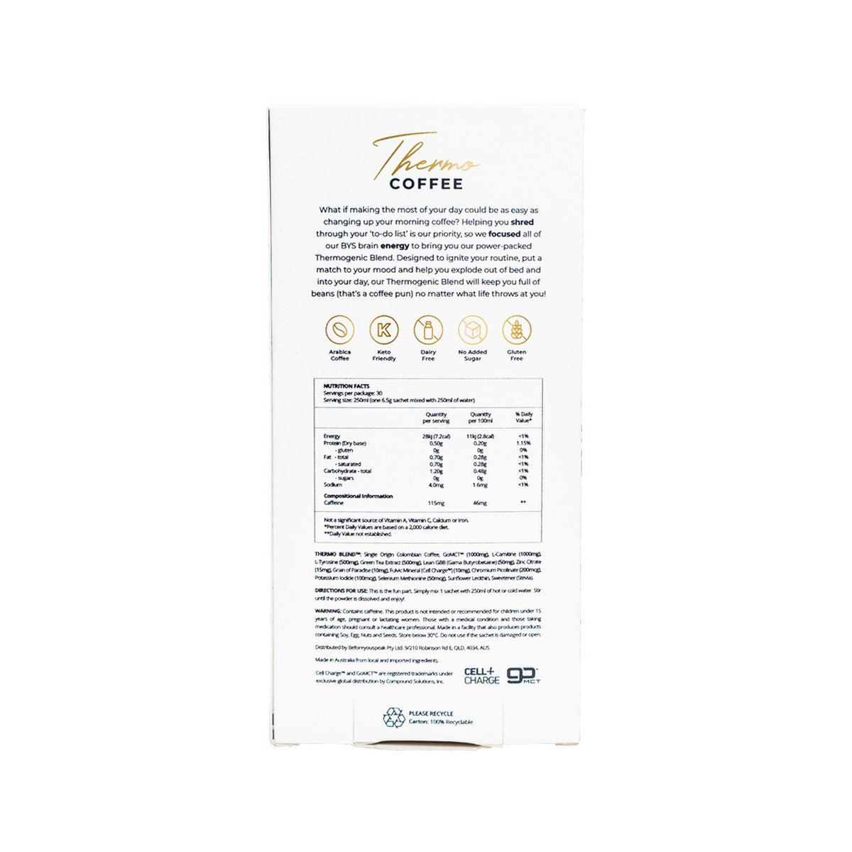 Before You Speak Thermo Coffee Original 6.5g X 30 Pack - Cutprice Online