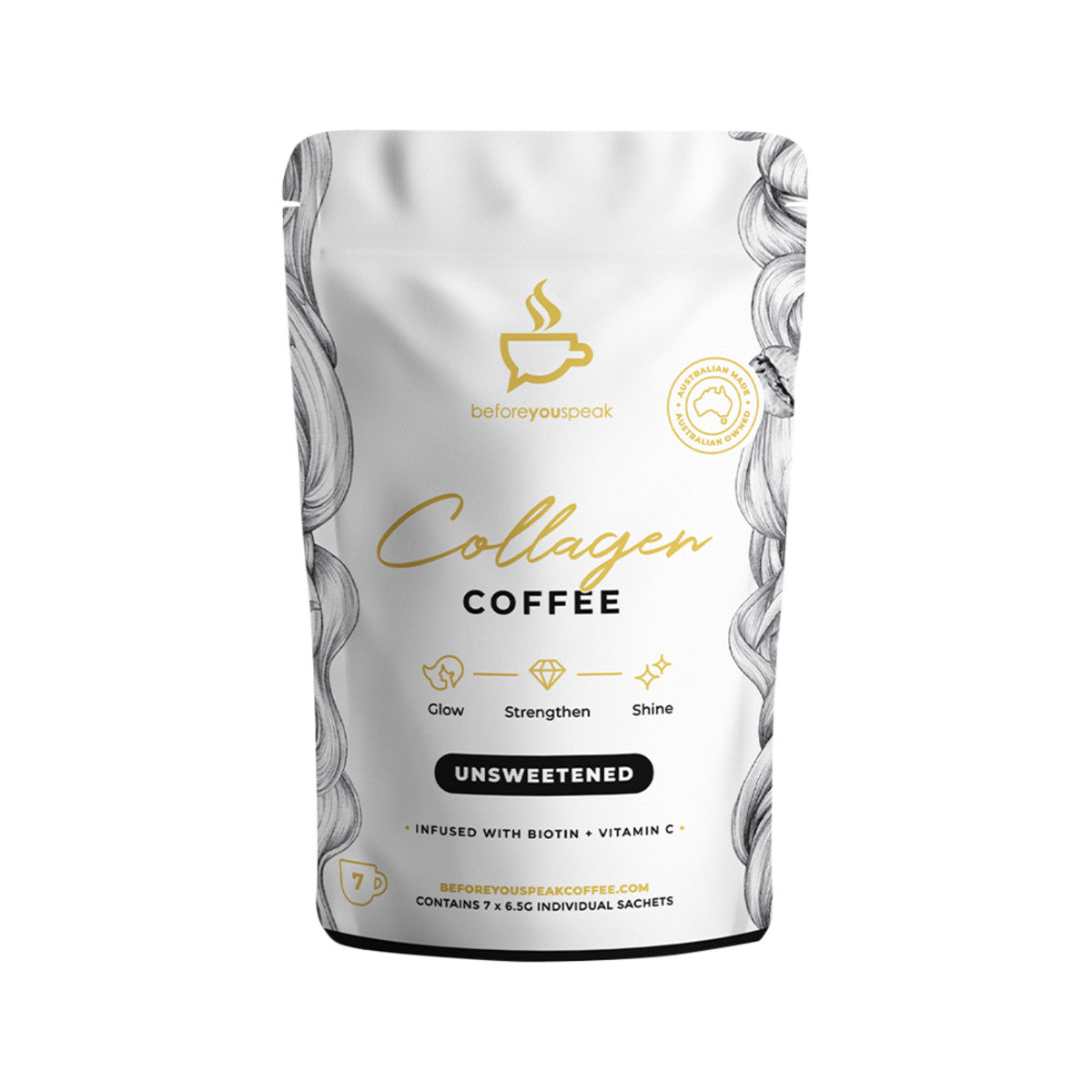 Before You Speak Collagen Coffee Unsweetened 6.5g x 7 Pack - Cutprice Online