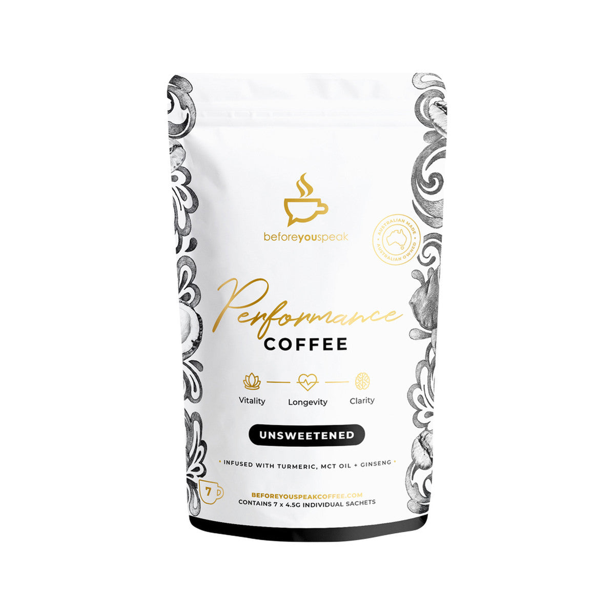Before You Speak Performance Coffee Unsweetened 4.5g x 7 Pack - Cutprice Online