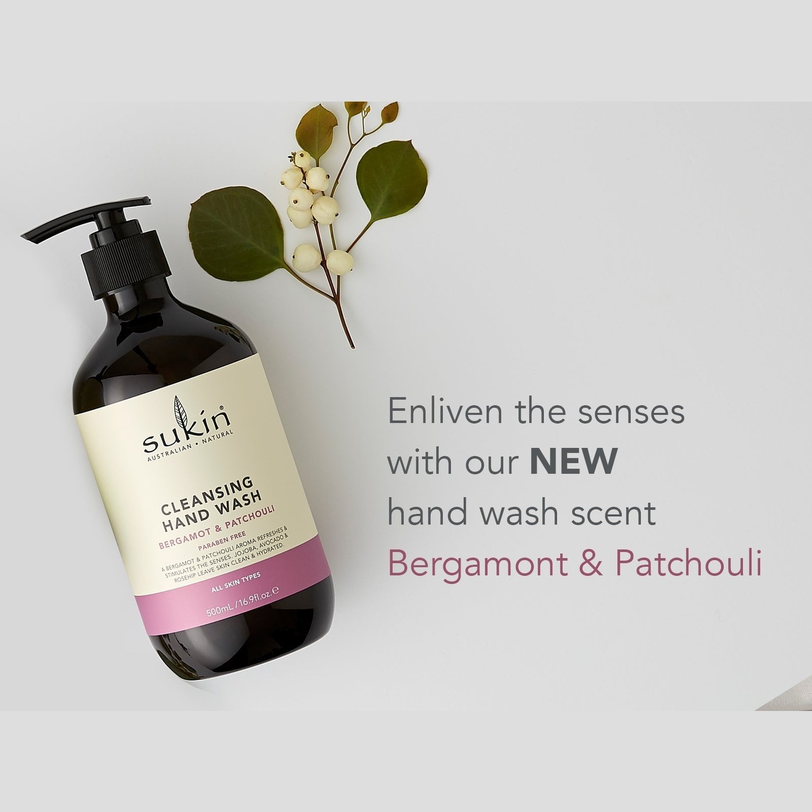 Sukin Cleansing Hand Wash Bergamot & Patchouli Pump 500ml - Cutprice Online
