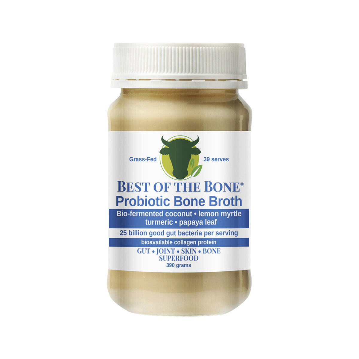 Best of the Bone Bone Broth Beef Concentrate Probiotic Bio-fermented Coconut Lemon Myrtle Turmeric Papaya Leaf 390g - Cutprice Online