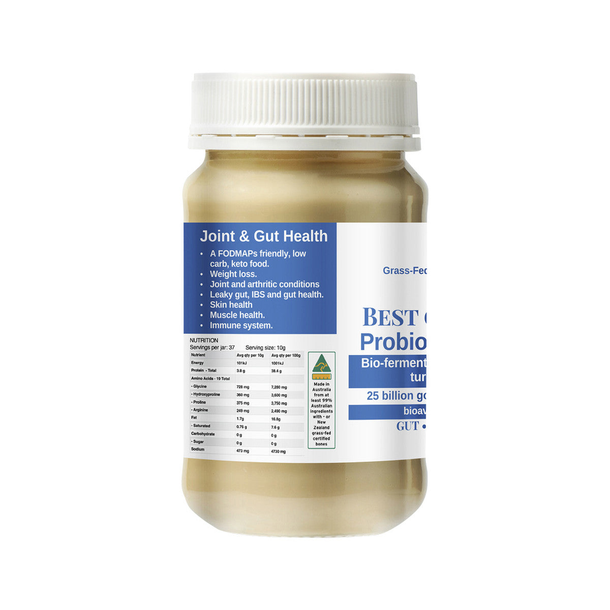 Best of the Bone Bone Broth Beef Concentrate Probiotic Bio-fermented Coconut Lemon Myrtle Turmeric Papaya Leaf 390g - Cutprice Online