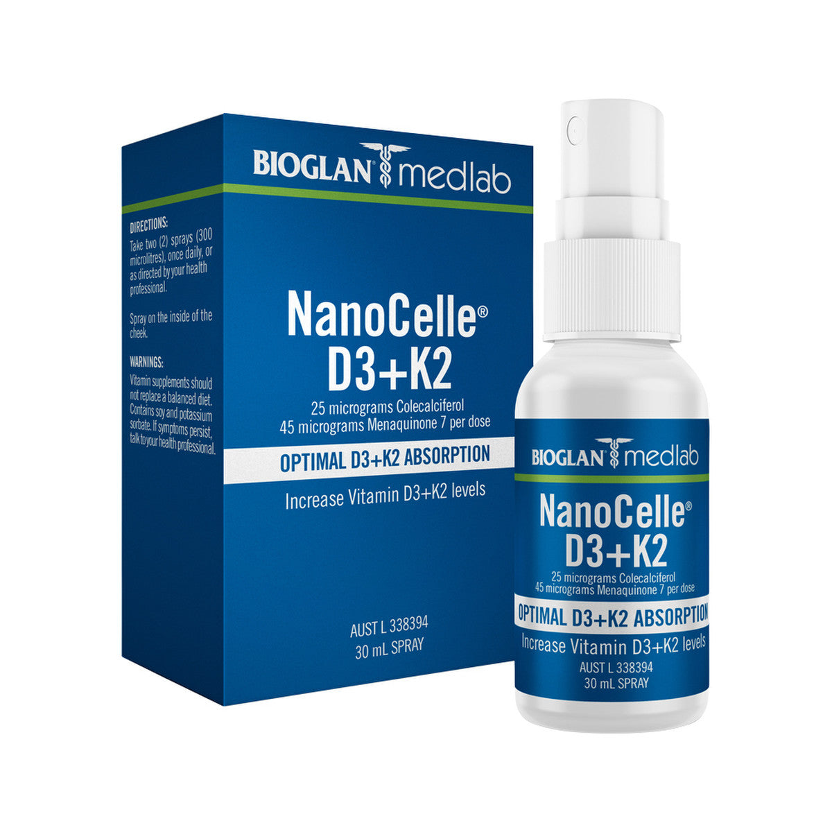 Bioglan Medlab Nanocelle D3 + K2 Spray 30ml - Cutprice Online