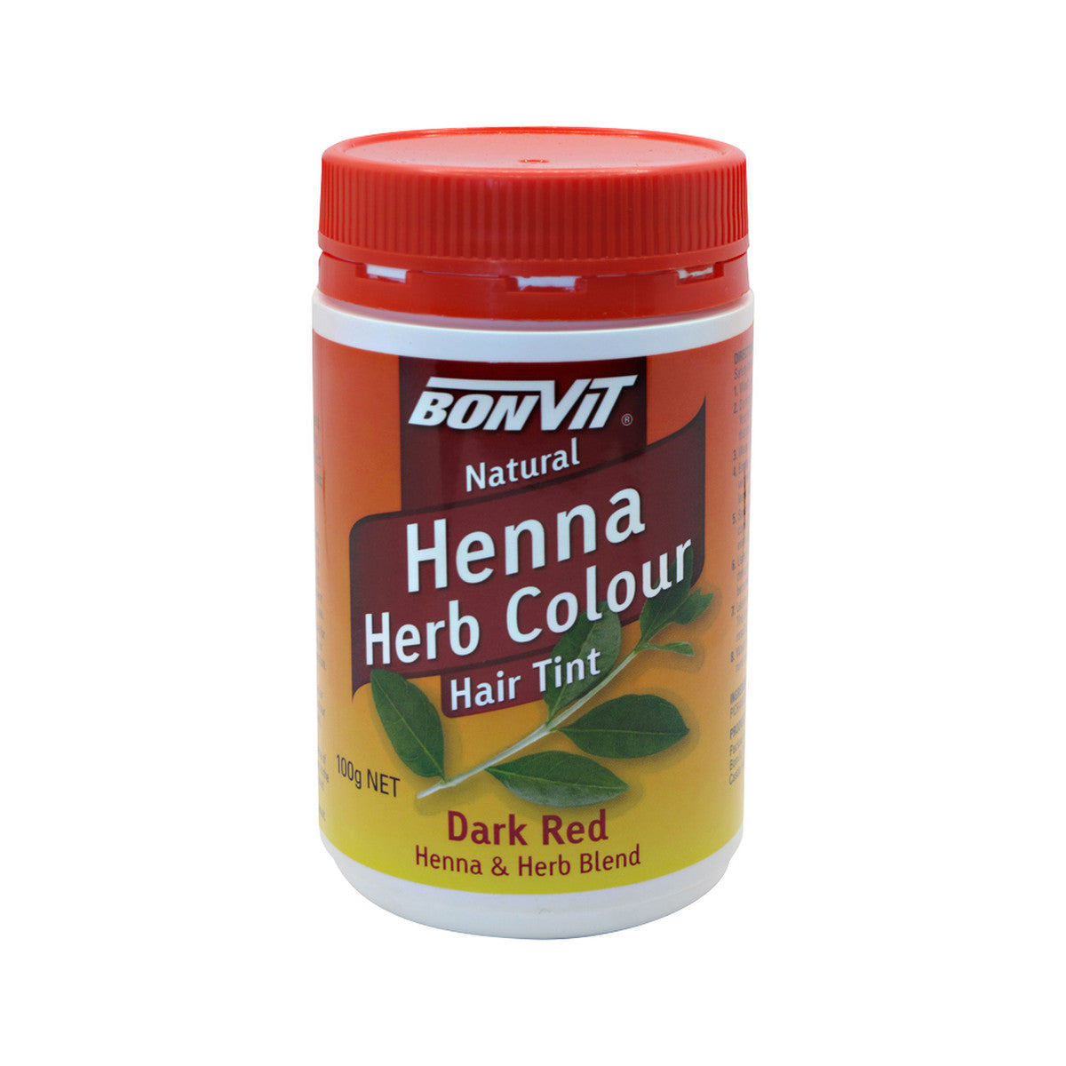 Bonvit Natural Hair Tint Henna Herb Colour (Henna & Herb Blend) Dark Red 100g - Cutprice Online