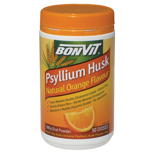 Bonvit Psyllium Husk Natural Orange Flavour Oral Powder 500g - Cutprice Online