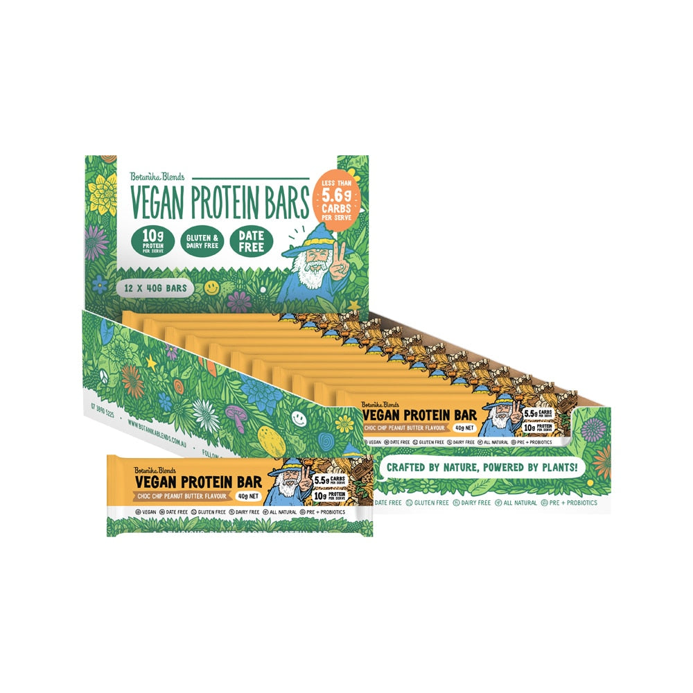 Botanika Blends Vegan Protein Bars Choc Chip Peanut Butter 40g x 12 Pack - Cutprice Online