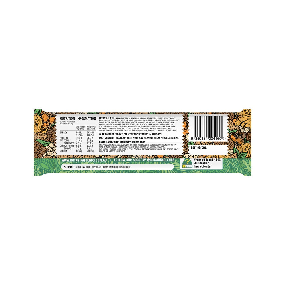 Botanika Blends Vegan Protein Bars Choc Chip Peanut Butter 40g x 12 Pack - Cutprice Online