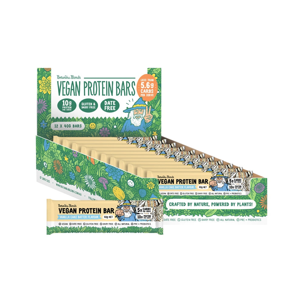 Botanika Blends Vegan Protein Bars Vanilla Cake Batter 40g x 12 Pack - Cutprice Online