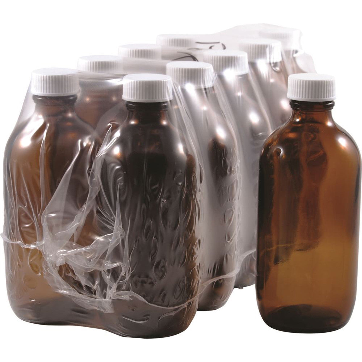 Bottle Glass Amber 200ml with Cap 10 Pack - Cutprice Online