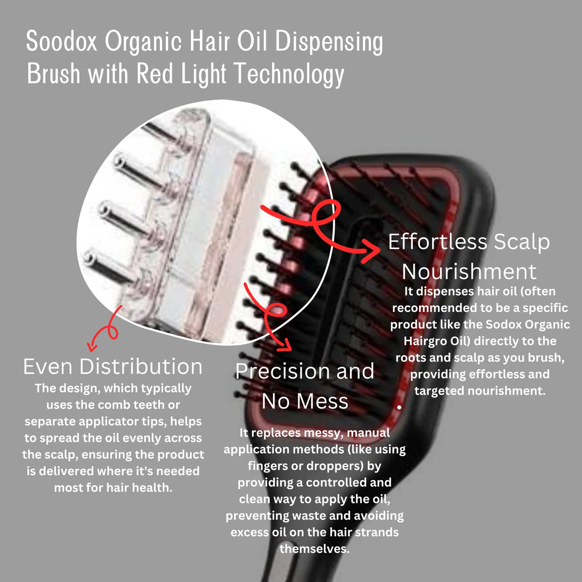 Soodox Organic Hair Oil Dispensing Brush Black