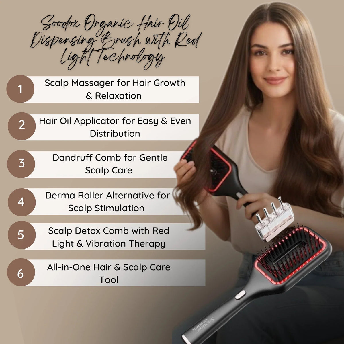 Soodox Organic Hair Oil Dispensing Brush Black