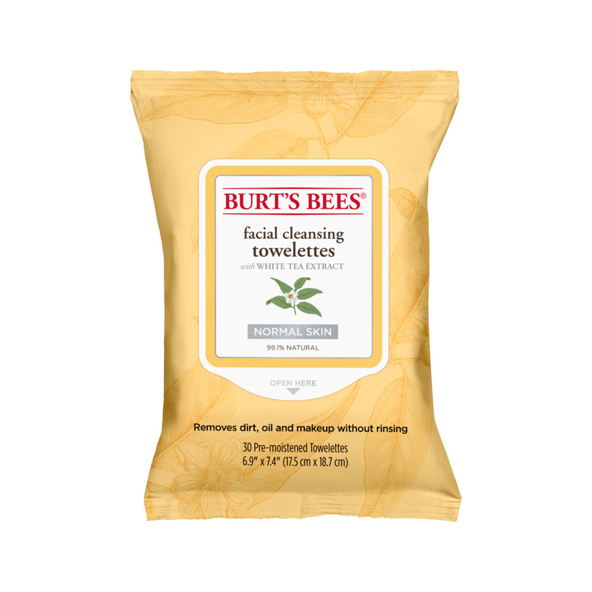 Burt's Bees Facial Cleansing Towelettes Normal Skin (with White Tea Extract) x 30 Pack - Cutprice Online