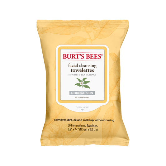 Burt's Bees Facial Cleansing Towelettes Normal Skin (with White Tea Extract) x 30 Pack - Cutprice Online