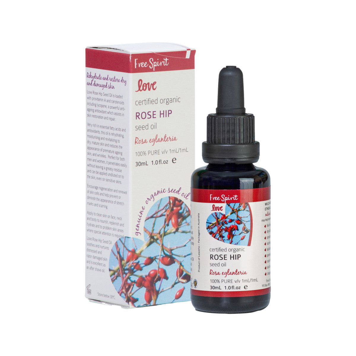 Byron Bay (Free Spirit) Love Oils Organic Rose Hip Seed Oil 30ml - Cutprice Online