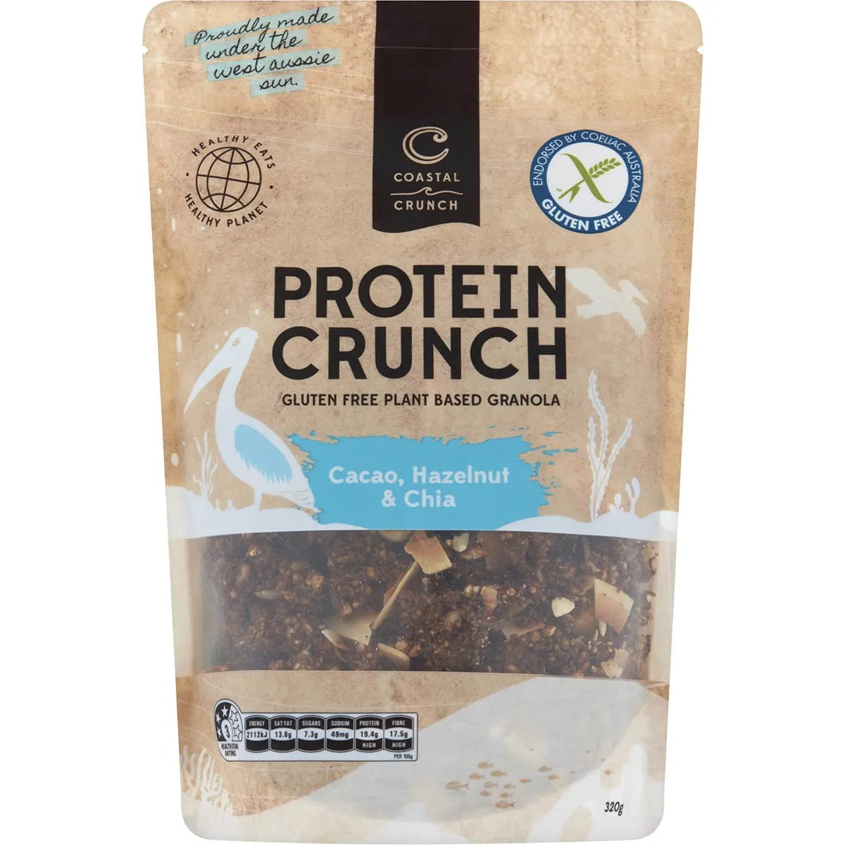 COASTAL CRUNCH Protein Crunch Granola Cacao, Hazelnut & Chia 320g Coastal Crunch