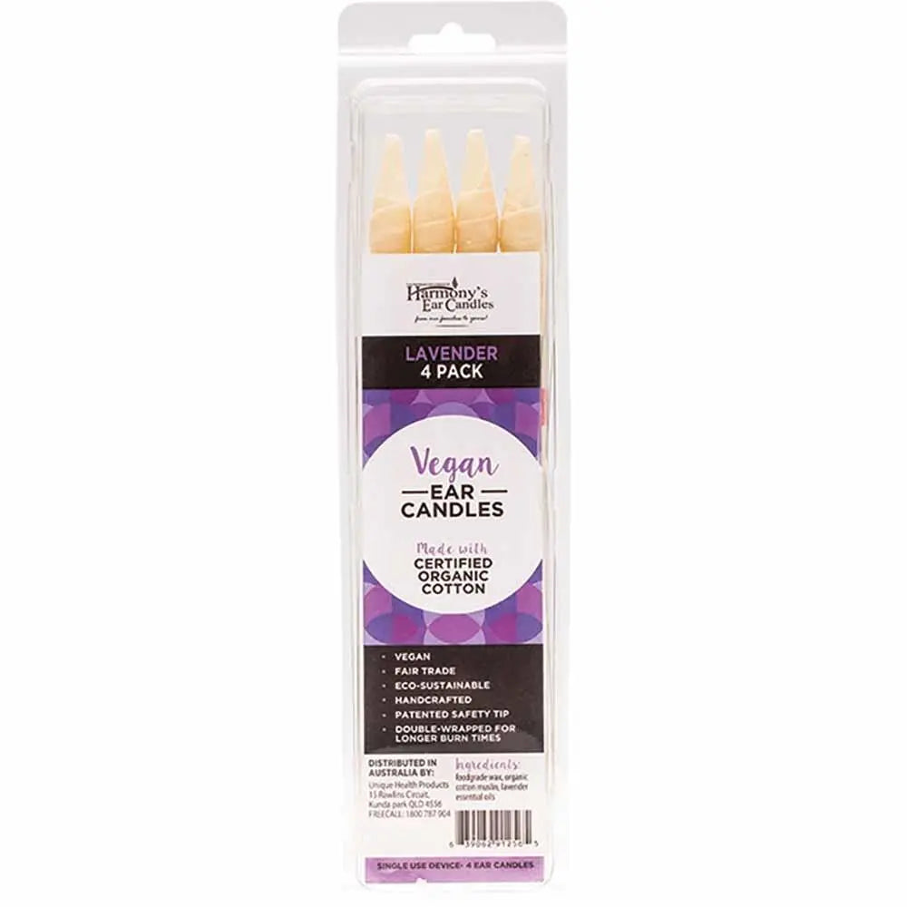 Harmony 's EAR CANDLES Vegan Ear Candles Lavender Scented 4 HARMONY'S