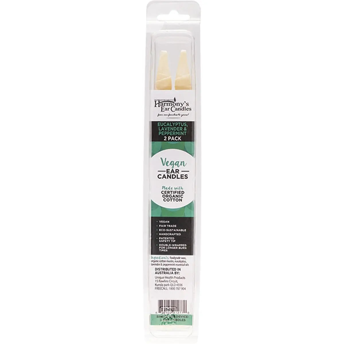 Harmony 's EAR CANDLES Vegan Ear Candles Eucalyptus, Lav & Peppermint 2 HARMONY'S