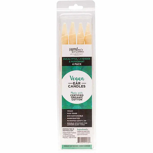 HARMONY'S EAR CANDLES Vegan Ear Candles Eucalyptus, Lav & Peppermint 4 HARMONY'S