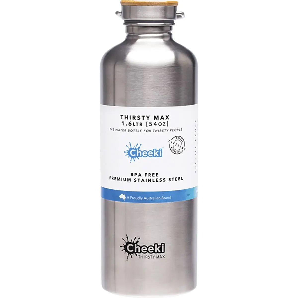 Cheeki Stainless Steel Bottle Silver 'Thirsty Max' 1.6 Litres CHEEKI