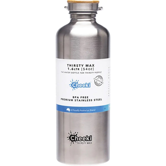 Cheeki Stainless Steel Bottle Silver 'Thirsty Max' 1.6 Litres CHEEKI