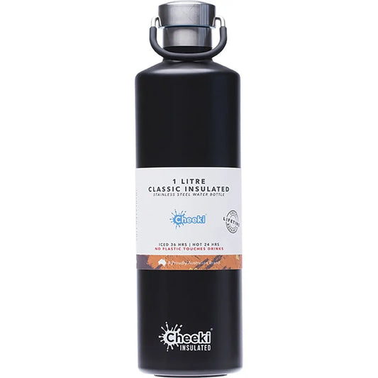 Cheeki Stainless Steel Bottle Insulated - Matte Black 1 Litre CHEEKI