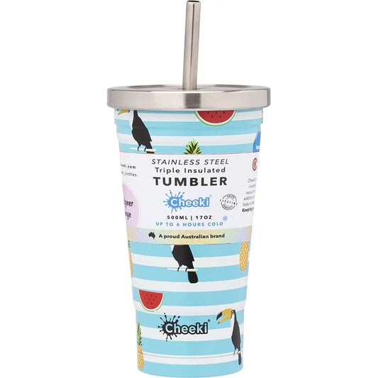 Cheeki Insulated Tumbler Toucan - With S/steel Straw 500ml CHEEKI