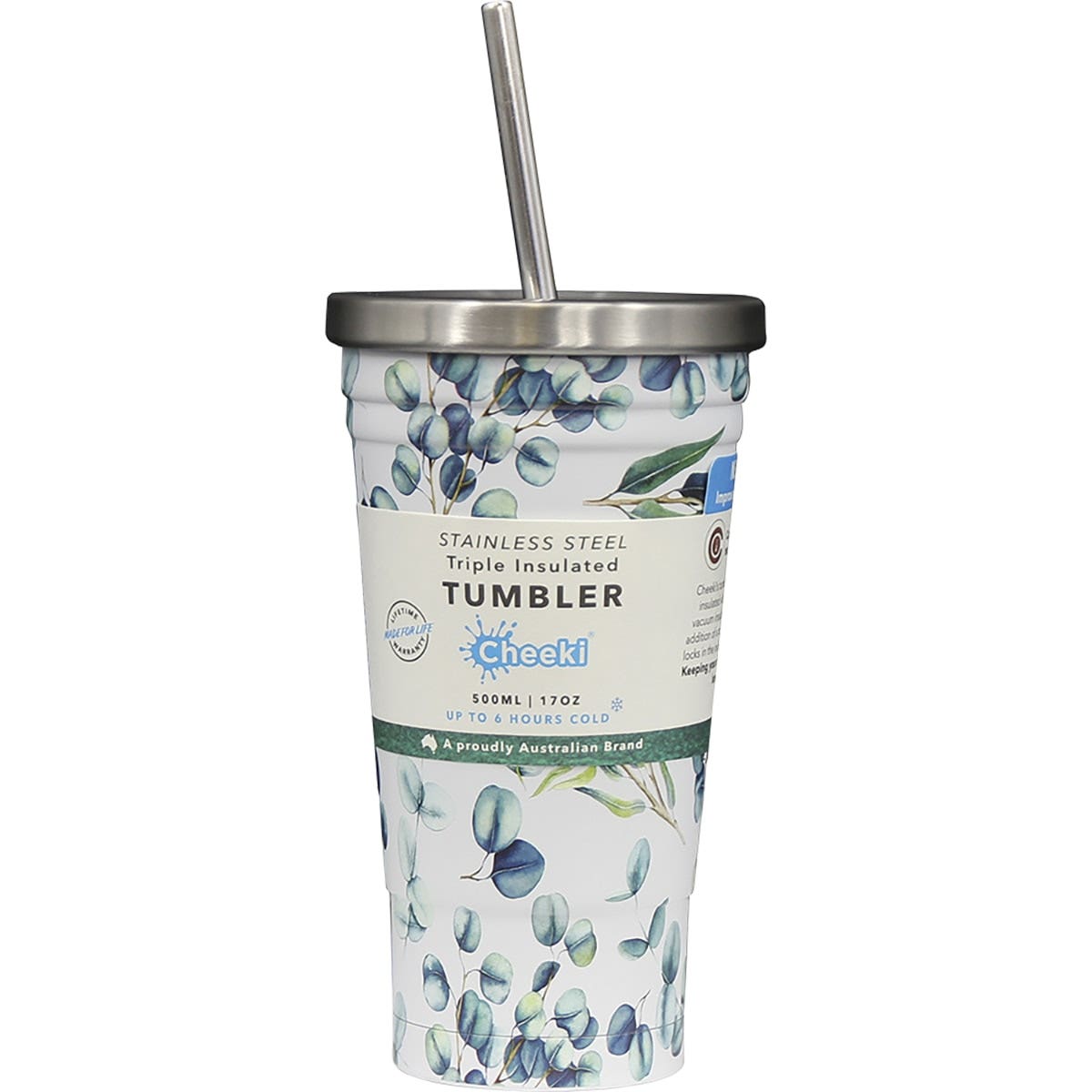 Cheeki Insulated Tumbler 3d Watercolour - With S/steel Straw 500ml CHEEKI