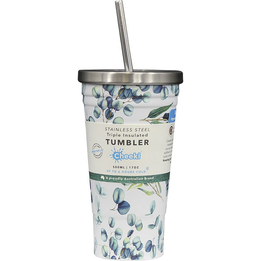 Cheeki Insulated Tumbler 3d Watercolour - With S/steel Straw 500ml CHEEKI