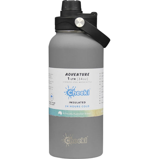 Cheeki Stainless Steel Bottle - Adventure Insulated - Slate 1 Litre CHEEKI