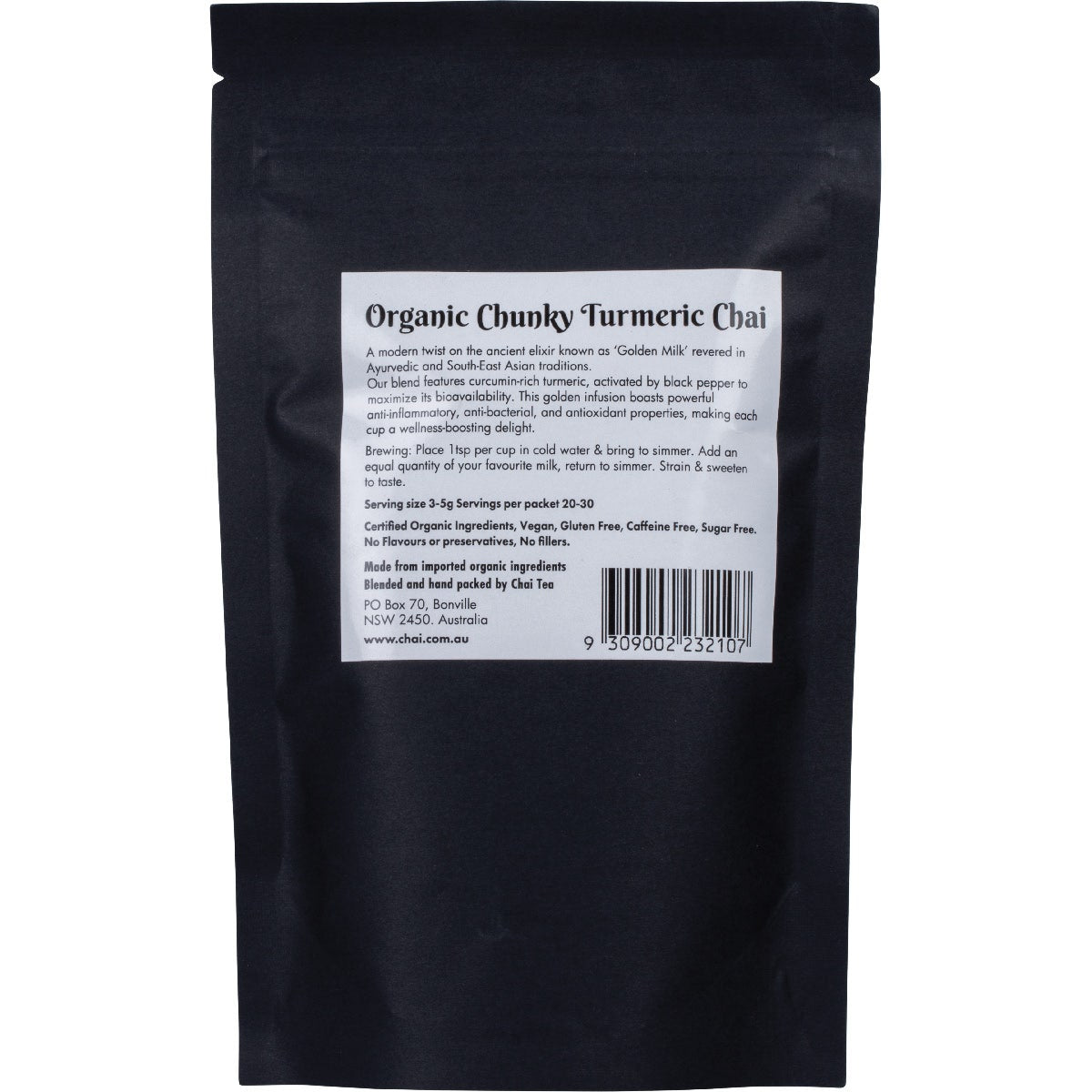 Chai Tea Organic Chunky Turmeric Chai 100g - Cutprice Online