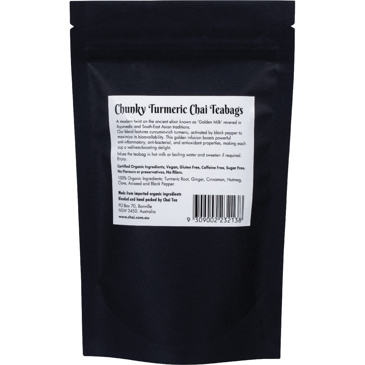 Chai Tea Organic Chunky Turmeric Chai Tea Bags 20pk - Cutprice Online