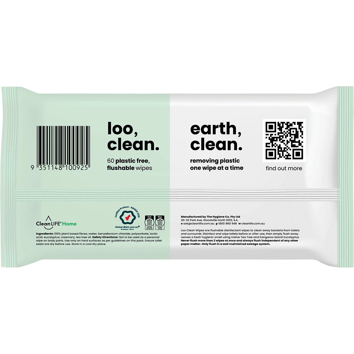 CLEANLIFE Flushable Plastic Free Wipes Loo Clean 60pk - Cutprice Online