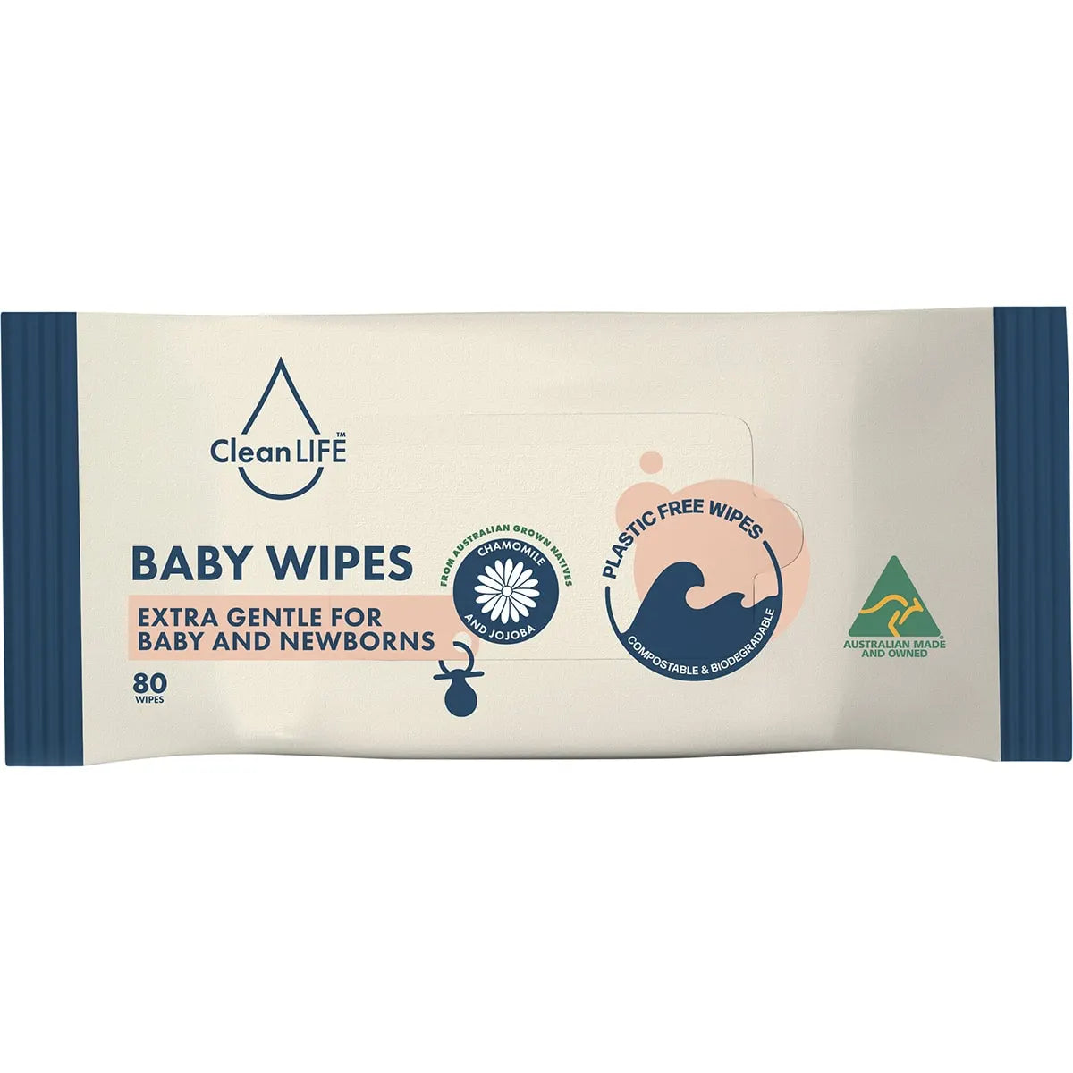 CLEANLIFE Plastic Free Wipes Extra Gentle for Baby and Newborns 80pk Cleanlife