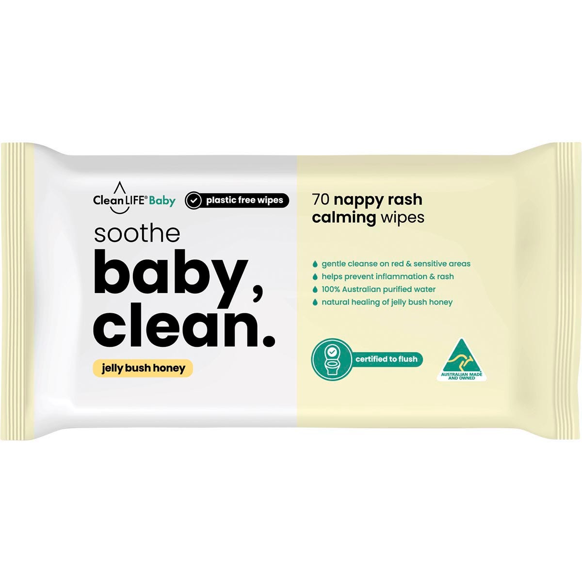 CleanLIFE Baby Clean Soothe Flushable Plastic Free Wipes 70pk - Cutprice Online