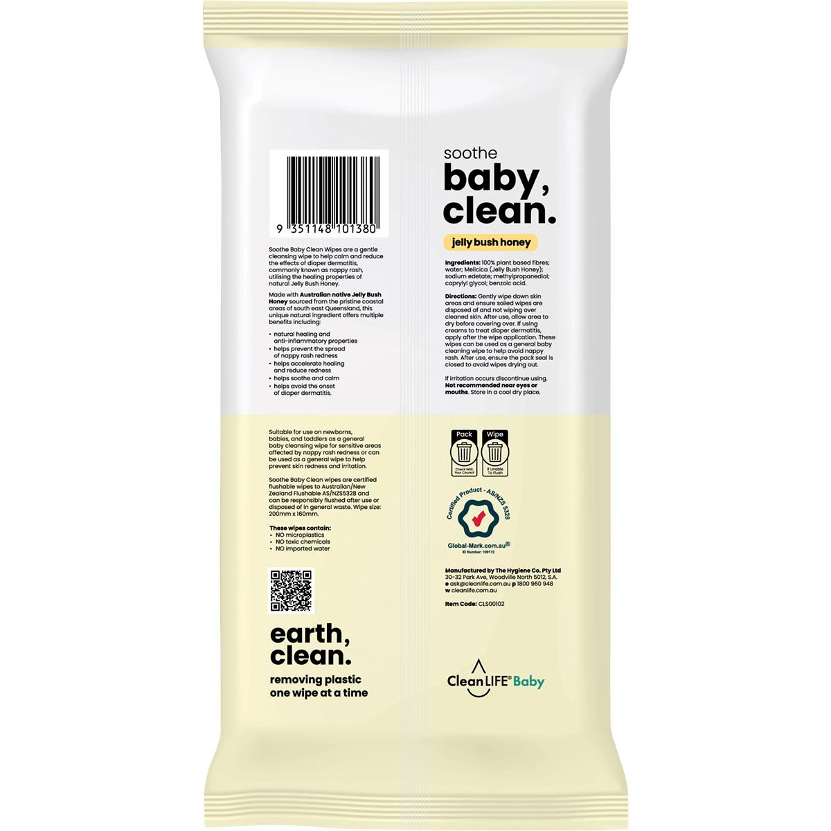 CleanLIFE Baby Clean Soothe Flushable Plastic Free Wipes 70pk - Cutprice Online